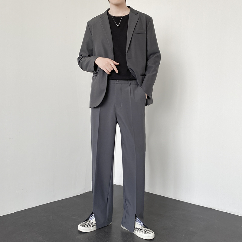Spring and Summer Casual Drapey Trousers, Floor-Length Pants, Men's Suit Wide-Leg Pants, High Street Style, Loose Straight-Leg Long High-Waisted Pants for Spring and Autumn - Image 8
