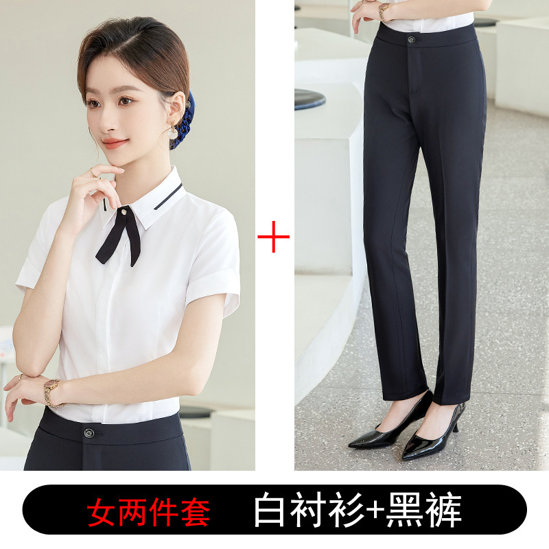 Men's and Women's Professional Shirts Hotel Front Desk Attendant Work Clothes Temperament ktv Catering Salesperson Work Clothes Summer - Image 15