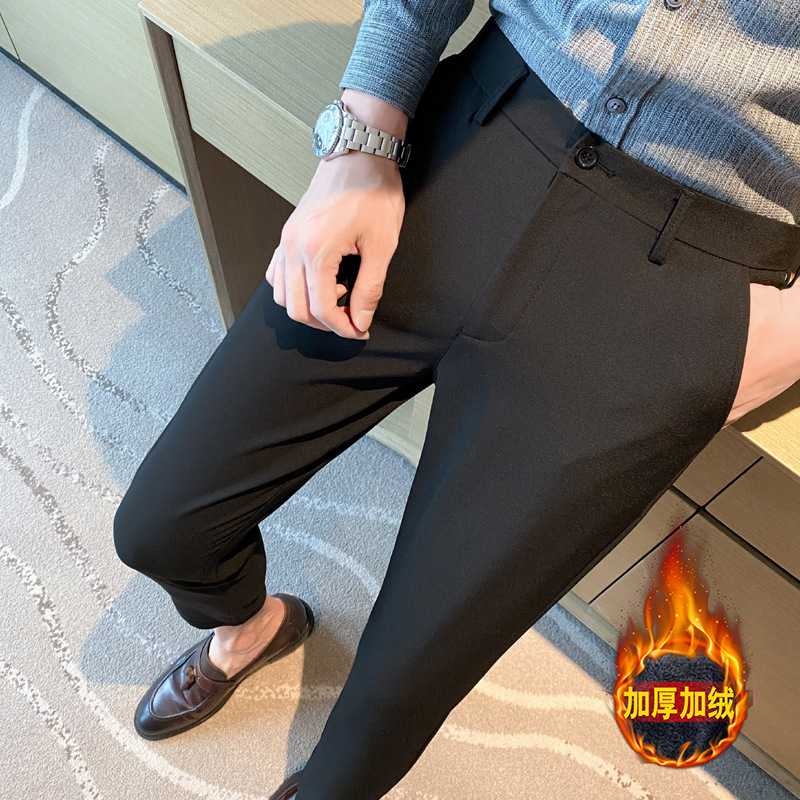 Korean Style Small Western Trousers Men's Autumn and Winter Business Slim-fit Straight Ankle-length Pants 2024 New Arrival Light Luxury Suit Trousers - Image 13