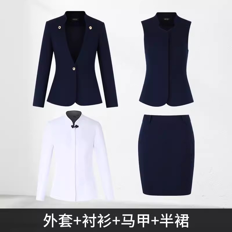 Chinese retro professional suit women's suit formal wear Hotel manager Front desk reception sales department jewelry shop overalls - Image 9
