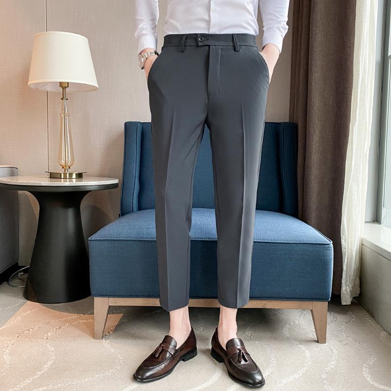 Suit Pants Men's Casual Pants Straight Thick fleece-lined All-match Slim-fit Pants Winter Small Western Pants Autumn and Winter Suit Pants - Image 12