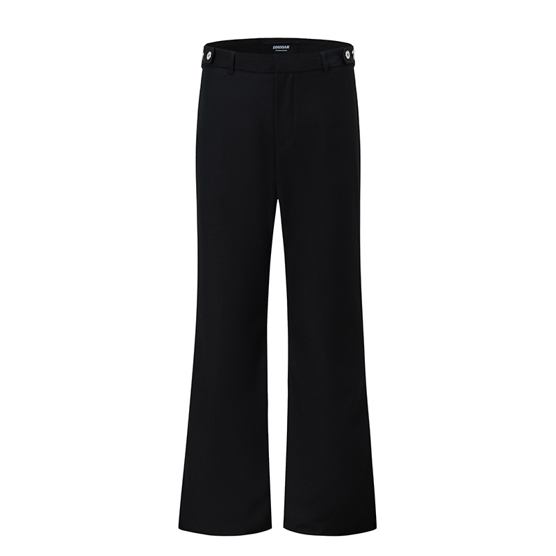 Summer Style High-End Slim-Fit Black Trousers with Button Decoration, Versatile Straight-Leg Drape Casual Trousers for Men and Women - Image 5