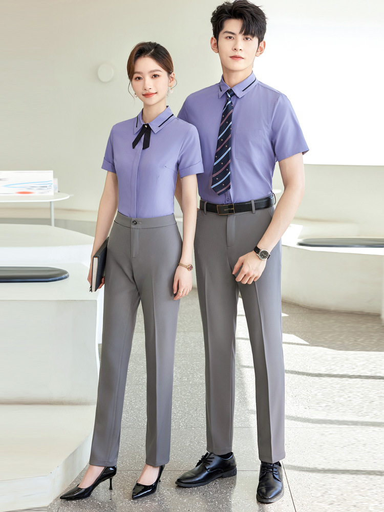 Men's and Women's Professional Shirts Hotel Front Desk Attendant Work Clothes Temperament ktv Catering Salesperson Work Clothes Summer - Image 5