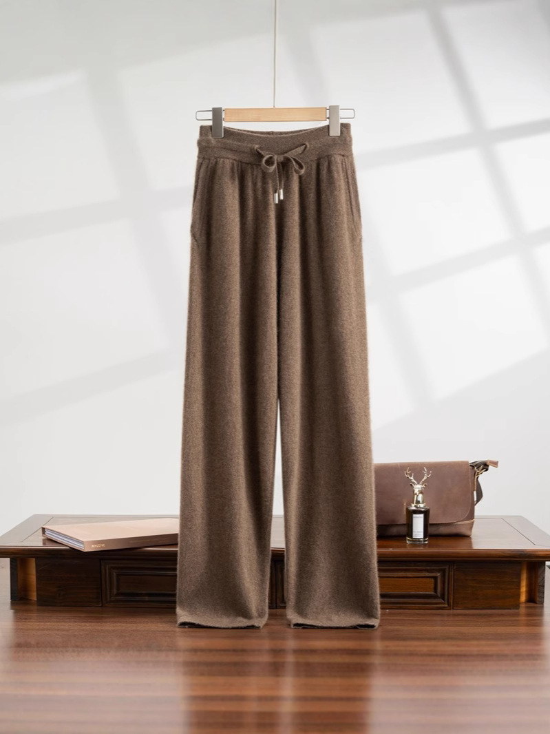 Cashmere sweater casual pants men's 100% pure cashmere autumn and winter New thickened high waist warm outer wear straight pants - Image 4