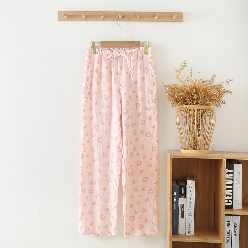 Women's Pajama Pants Summer Thin Pants Air Conditioning Pants Casual Loose Home Pants Outer Wearing Pure Cotton Double-Layer Yarn Loose - Image 13