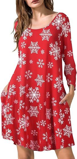 2024 autumn and winter Halloween Christmas holiday color casual T-shirt dress - Image 6