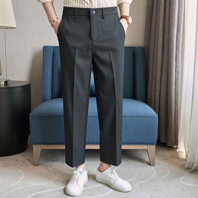 Autumn Loose-Fit Men's Straight-Leg Dress Pants with Drape Effect, Business Men's Trousers, Fashionable Light Luxury Men's Pants, Cropped Pants, Long Pants - Image 6