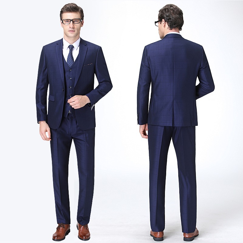 Spring and Autumn New Style Young and Middle-Aged Men's Suit Korean Style Business Slim Vest Three-Piece Business Dress