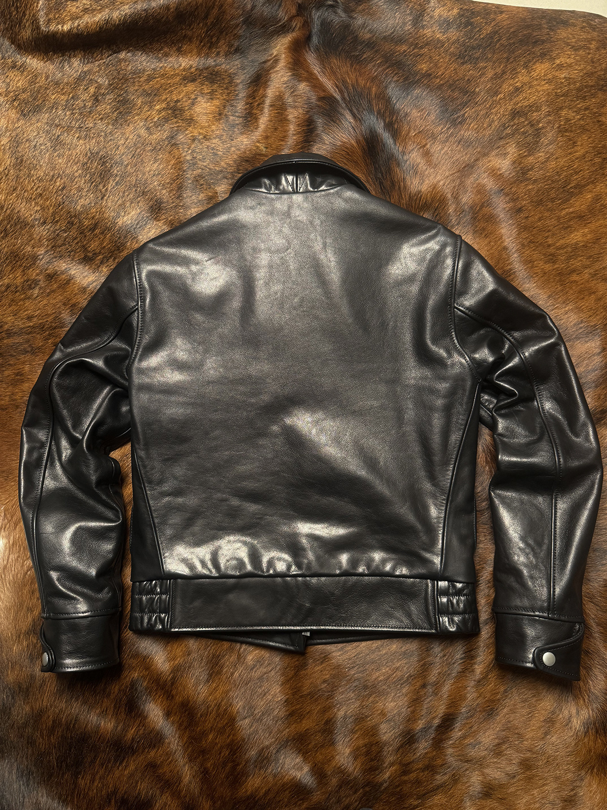 Imported Full-Grain Waxed Calfskin Mechanic's Leather Jacket, Genuine Leather Men's Short Slim-Fit Lapel Vintage Trendy Retro - Image 2