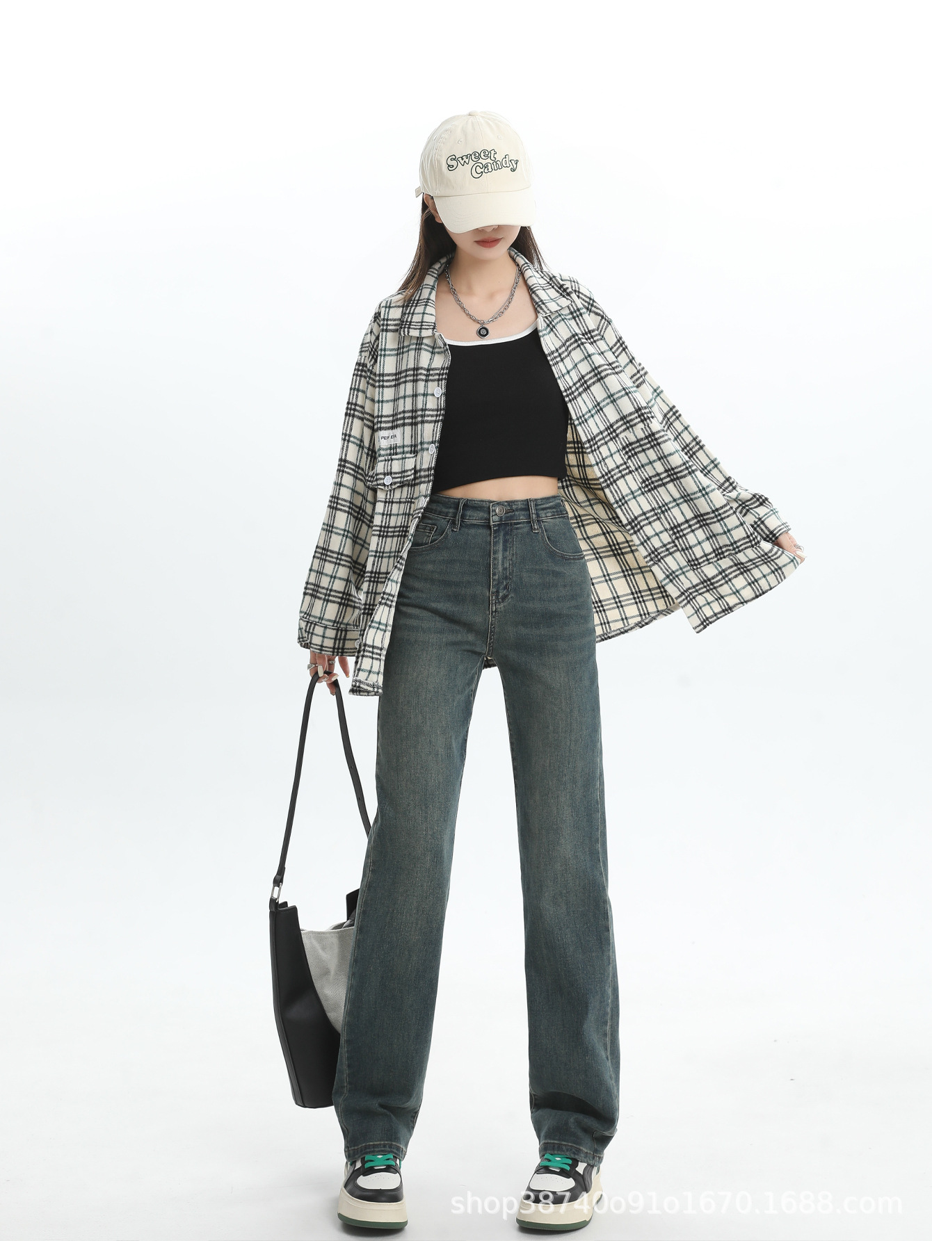 High Waist Straight Leg Jeans Spring 2025 New Pear Shaped Body Slimming Drop Sense Narrow Edition Small Straight Leg Pants - Image 3