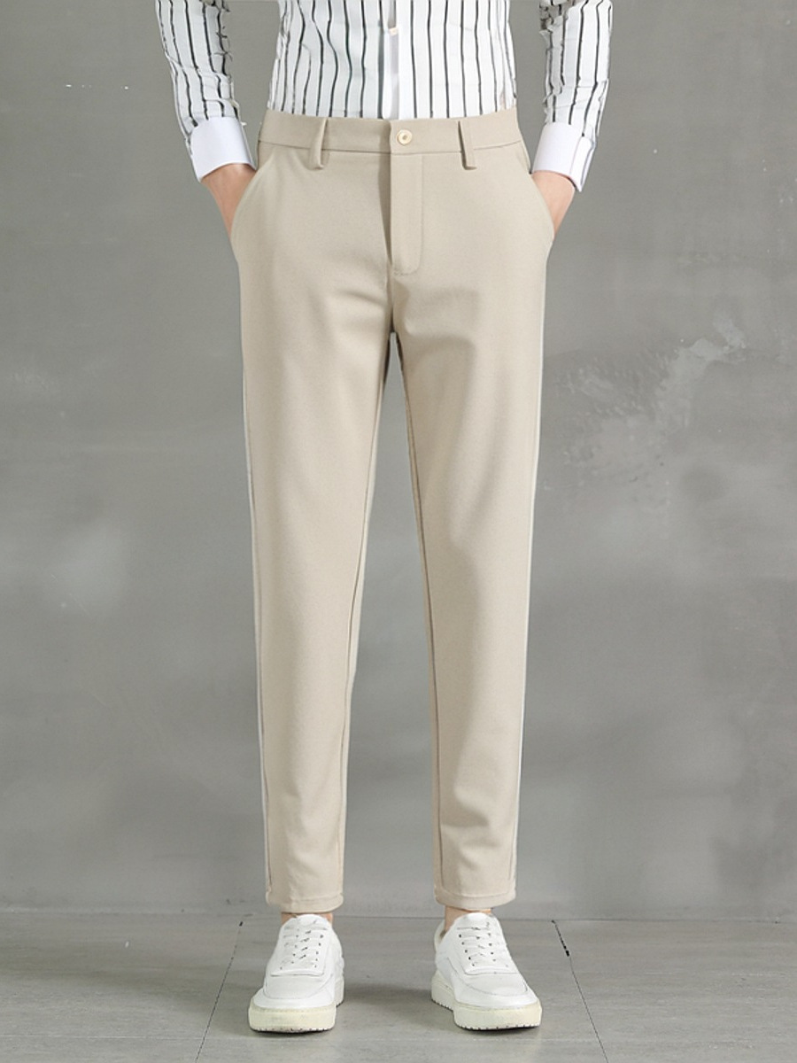 Cool Slim-Fit Straight-Leg Cropped Pants for Men, New Summer Business Casual High-End Drape Suit Trousers - Image 3