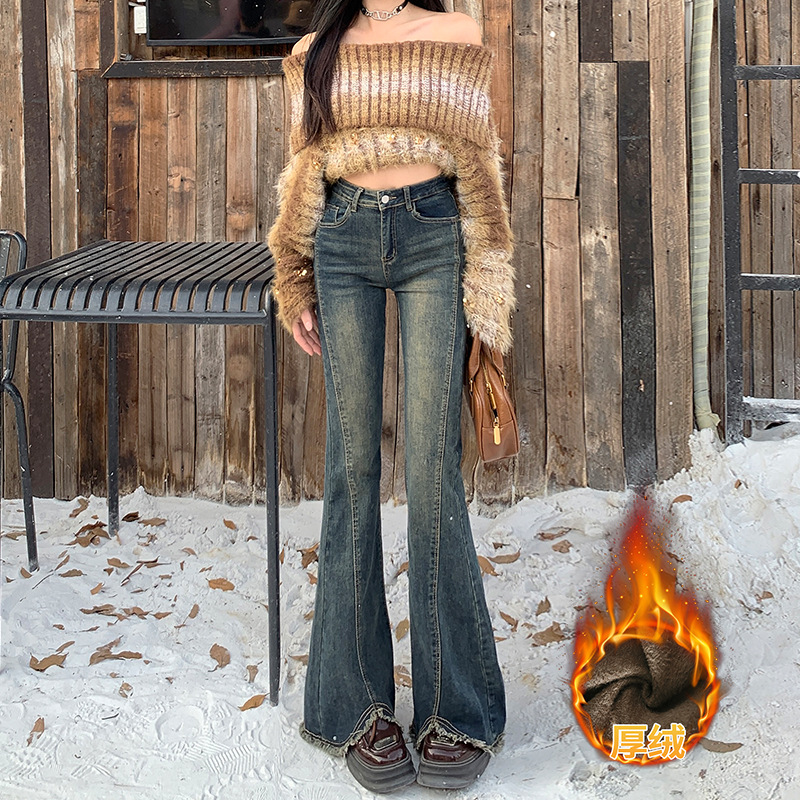 High Waist Slim-fit Hot Girl Blue Micro La Jeans Women's 2025 Spring New Retro Slim-fit Horseshoe Pants - Image 11