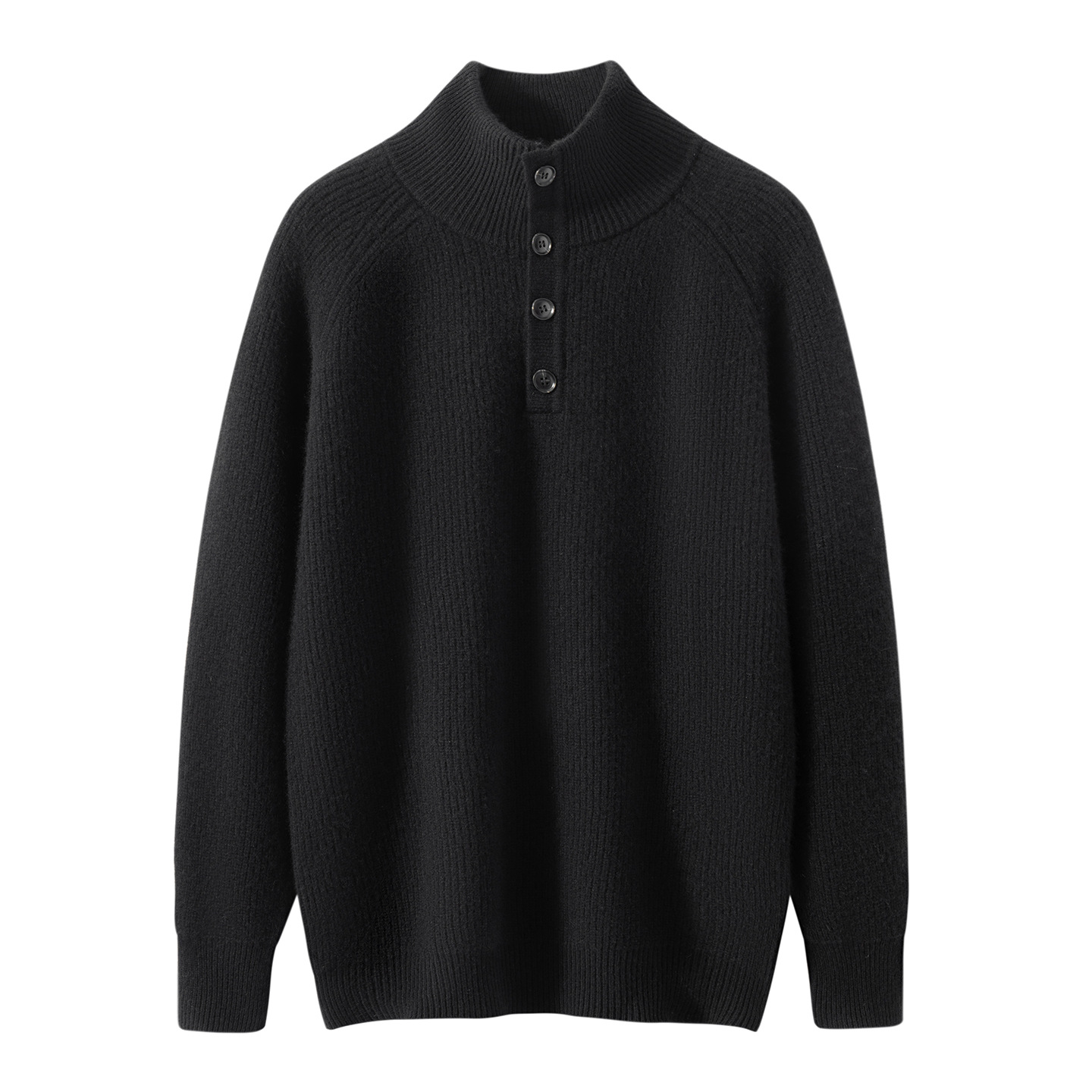 Autumn and Winter New 100% Cashmere Sweater for Men, Stand Collar, Buttoned, Solid Color, Thick Knit Sweater, Business Casual Base Layer - Image 6