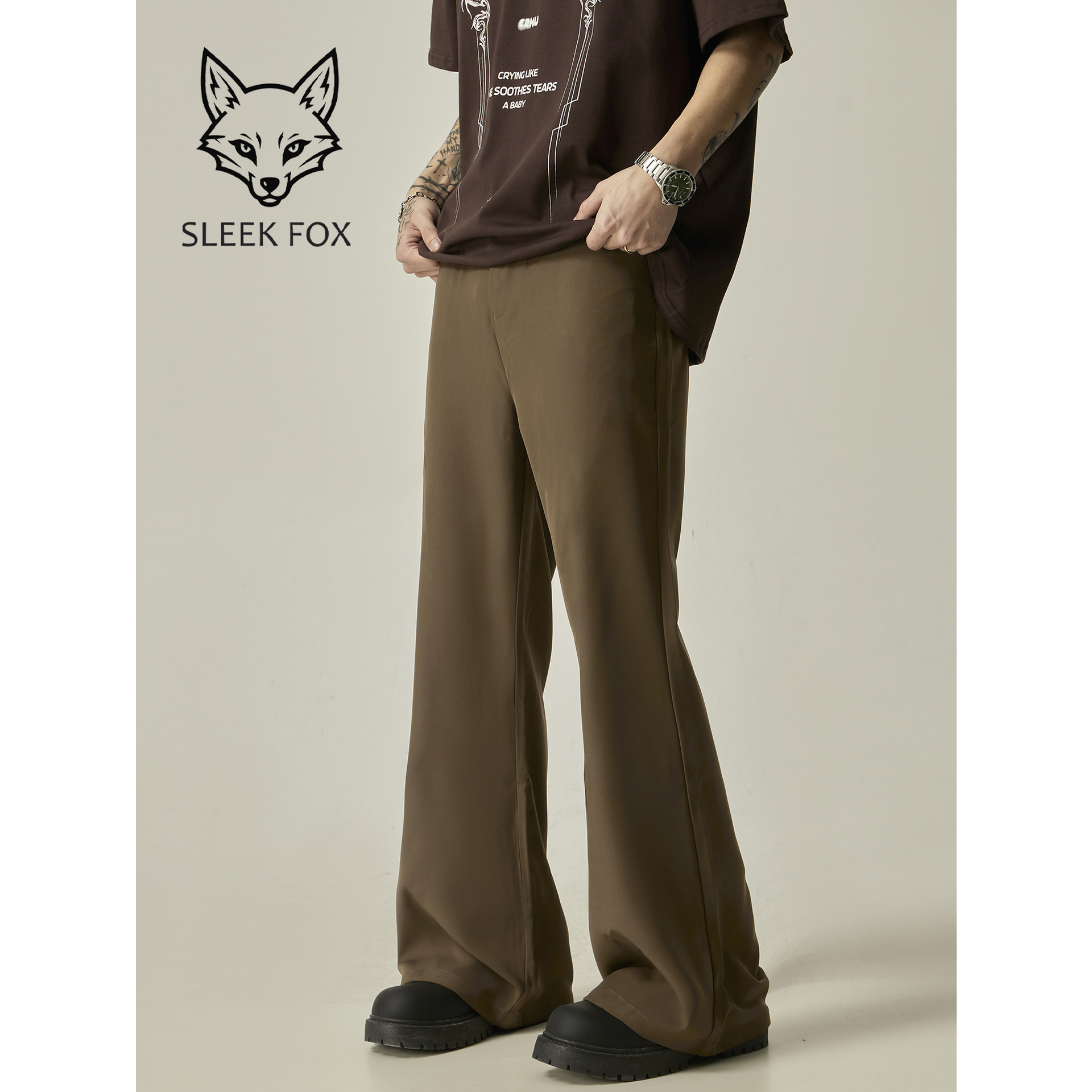 Summer Thin Drapedy Trousers for Men, Trendyy Loose and Slightly Flared Casual Long Trousers, Hong Kong Style Versatile and Handsome Suit Trousers - Image 7