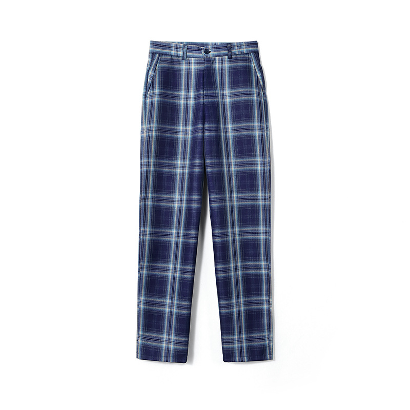 Factory Direct Sales Special Price Men's and Women's Plaid Trousers High-Waisted Student Trousers Evening Matte Gray Small Grids Olive Grids Class Uniform - Image 11