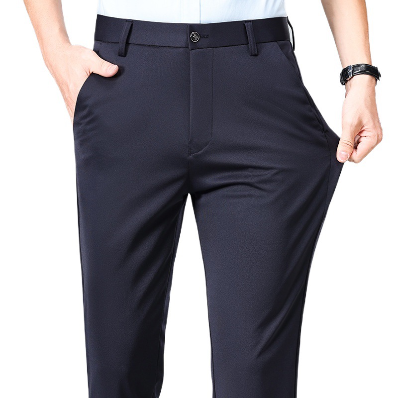 2024 Summer New Style Trousers Men's Straight Slim-fit Solid Color Men's Trousers for Work Dress Non-ironing Business Trousers - Image 5