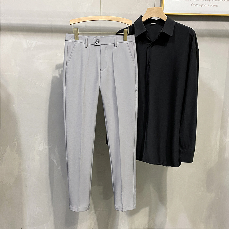Men's Business Casual Pants Long Pants Spring Summer Youth Slim Fit Suit Pants Spring Slim Fit Wrinkle-Free Thin Pants - Image 8