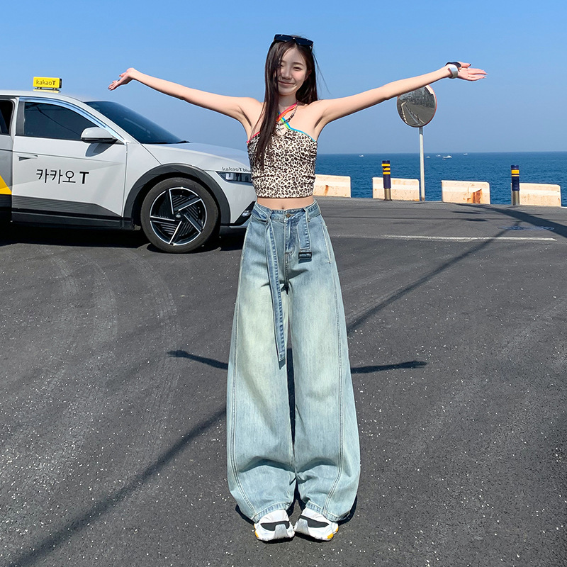 American Retro Loose Wide-Leg Jeans for Women 2025 Summer New Casual High-Waisted Slim Straight-Leg Floor-Length Pants - Image 2