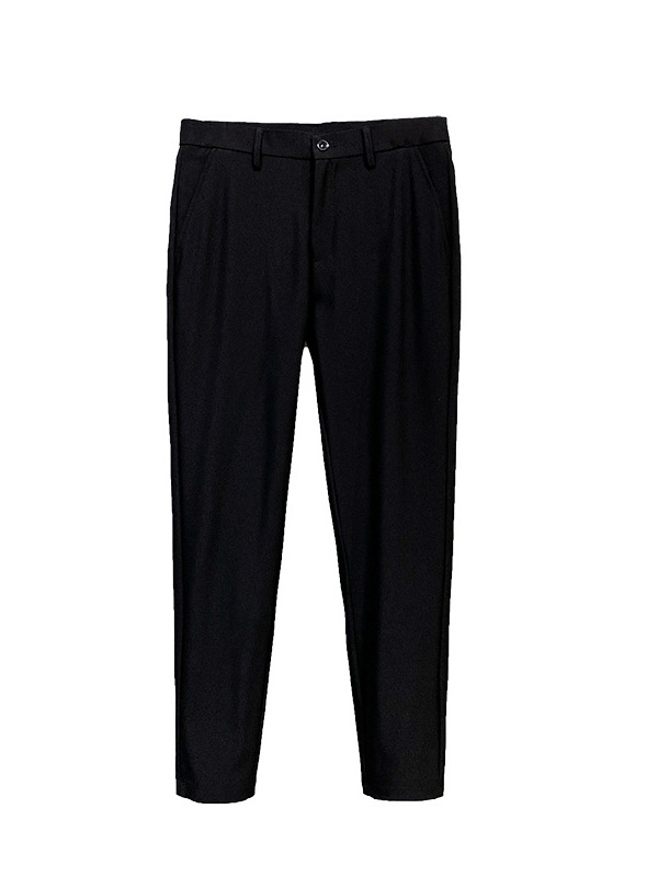 Korean Style Small Suit Pants Men's Summer Thin Pants Straight Business Casual Pants Cropped Black Men's Suit Pants - Image 5