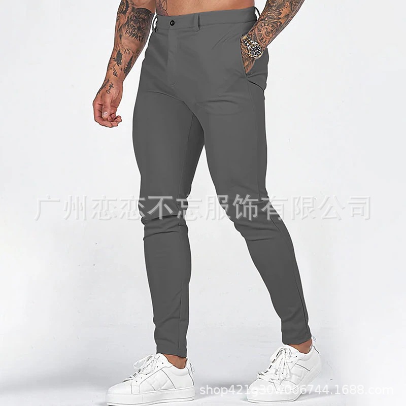 Cross-border Foreign Trade Autumn New Casual Trousers Men's European and American Style Slim-fit Men's Casual Solid Color Trousers 0502 - Image 8