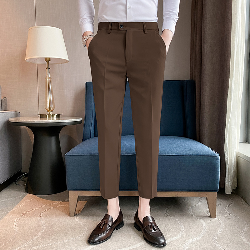 Suit Pants Men's Casual Pants Straight Thick fleece-lined All-match Slim-fit Pants Winter Small Western Pants Autumn and Winter Suit Pants - Image 11