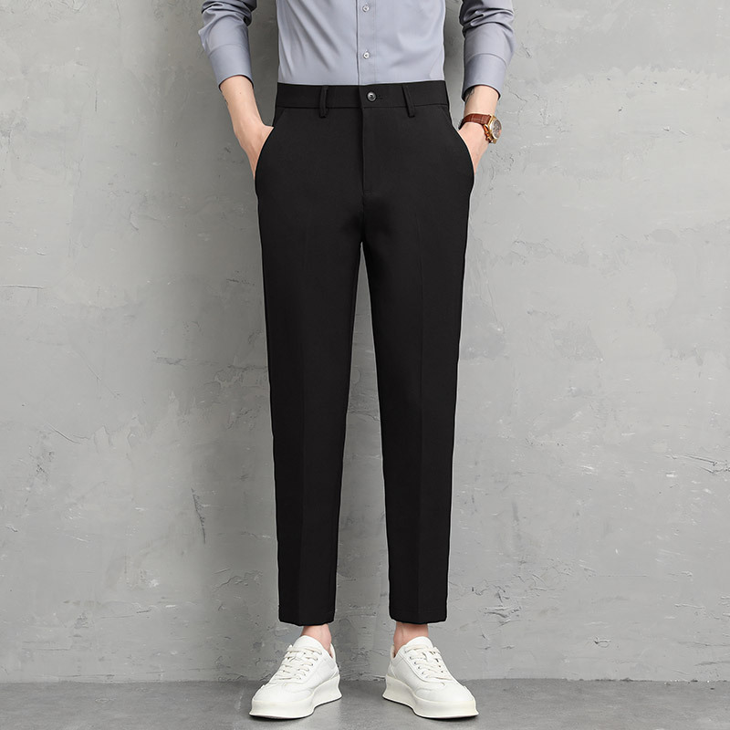 Summer New Men's Casual Trousers Korean Style Small Leg Light Business Men's Trousers Dress Pants Cropped - Image 8