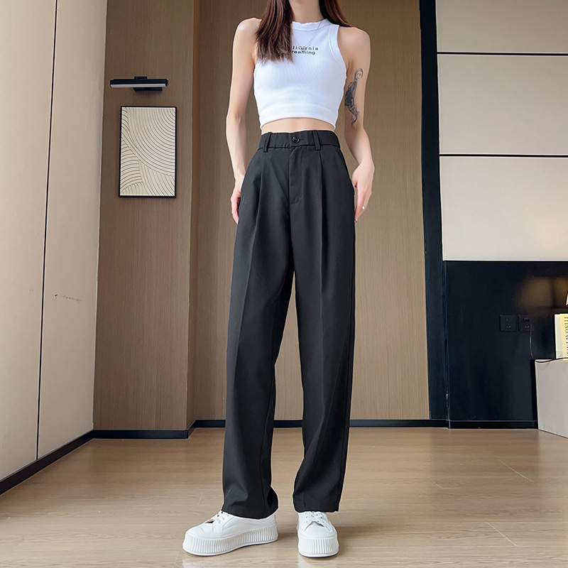 2025 High-End Thin Draped Trousers for Men and Women, Loose Straight Black Casual Long Trousers, Elastic Suit Trousers - Image 6