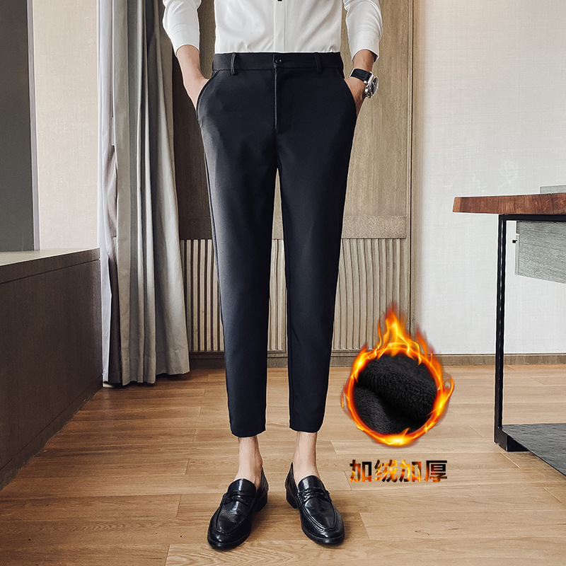 Spring New Arrival Cropped Trousers Men's Draping Slim-Fit Small Straight Casual Men's Non-Ironing Suit Long Pants All-Match - Image 9
