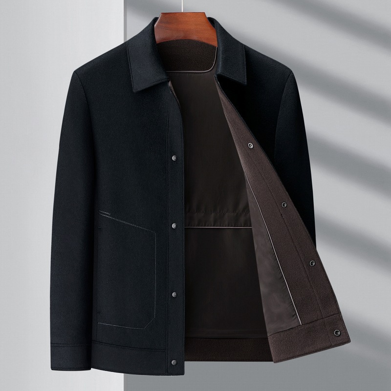 2025 Winter New Men's Pure Cashmere Wool Jacket Middle-Aged Men's Casual Turn-Down Collar Wool Coat for Men - Image 6