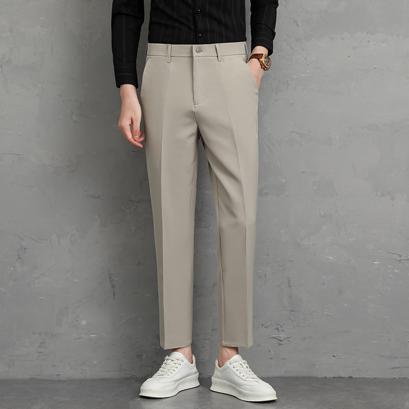 Summer New Men's Casual Trousers Korean Style Small Leg Light Business Men's Trousers Dress Pants Cropped - Image 9