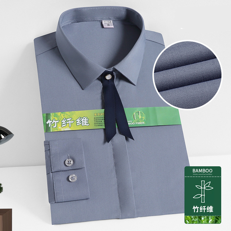 Bamboo Fiber Shirt Men's Shirt Men's Summer Breathable and Cool Long-Sleeved White Shirt Casual No-Iron Business Men's Shirt - Image 25