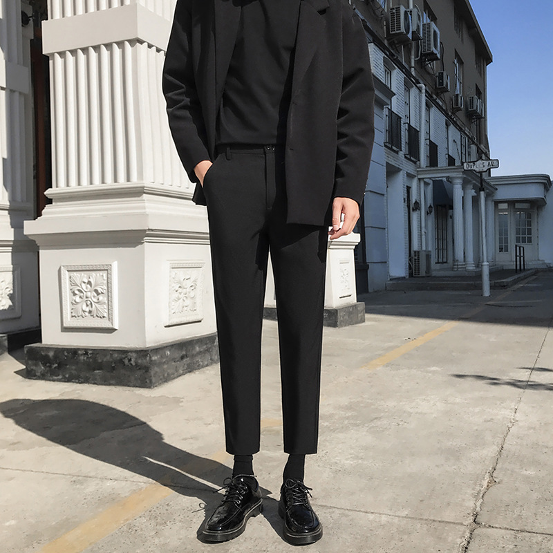 fleece-lined Small Trousers Men's Slim-fit Four-sided Elastic Autumn and Winter New Casual Men's Straight Suit Pants Non-ironing Coulter Pants - Image 9