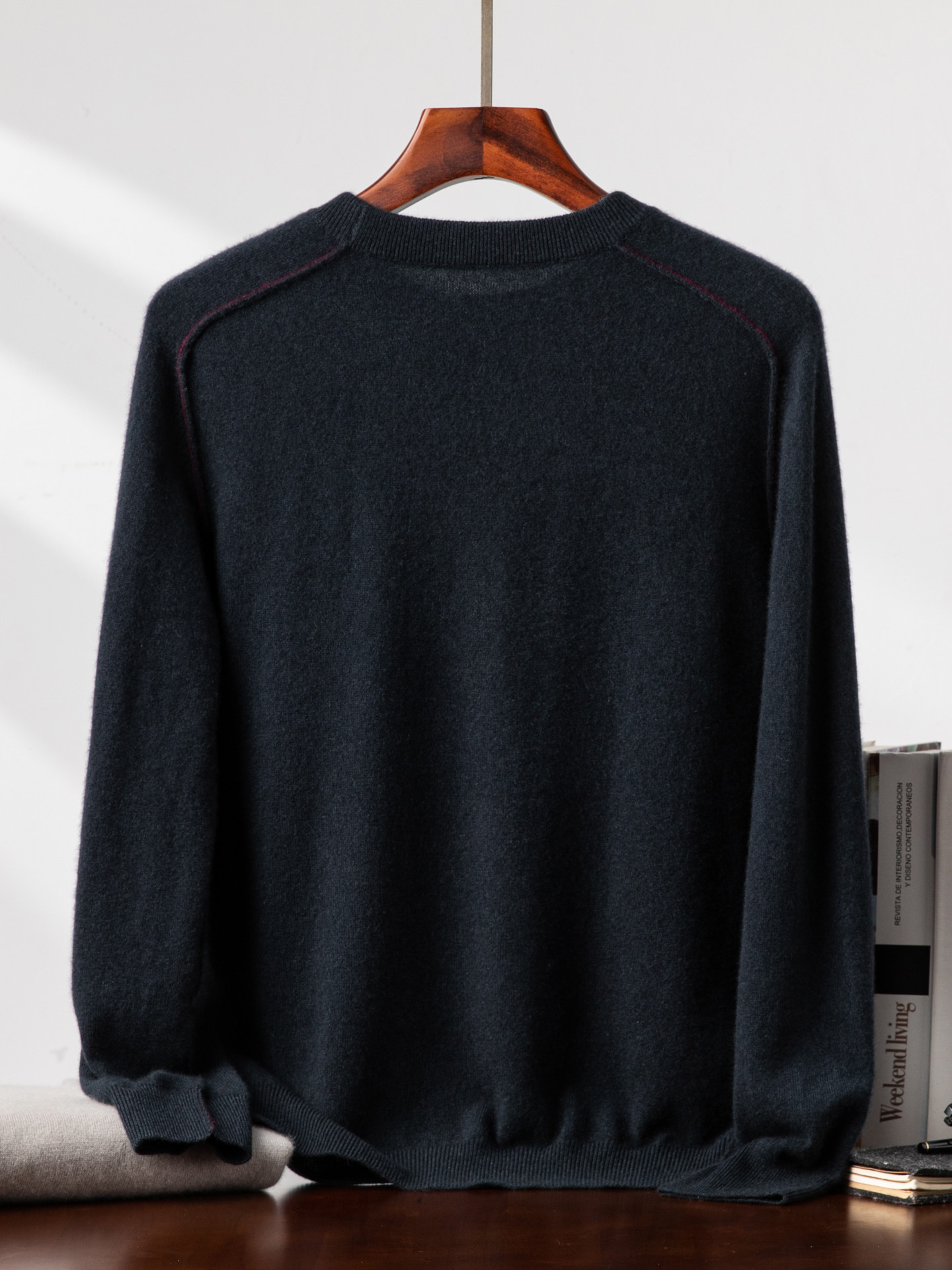 100% Pure Cashmere Men's 2025 New Round Neck Warm Knitwear Autumn and Winter Warm Base Layer Men's Clothing - Image 5