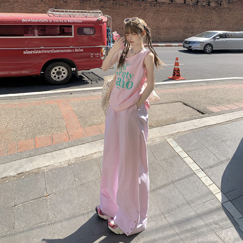 Retro Low Waist Lazy Style Drawstring Wide Leg Pants Women's Loose Slimming Spring New All-match Dumping Sports Casual Pants - Image 3