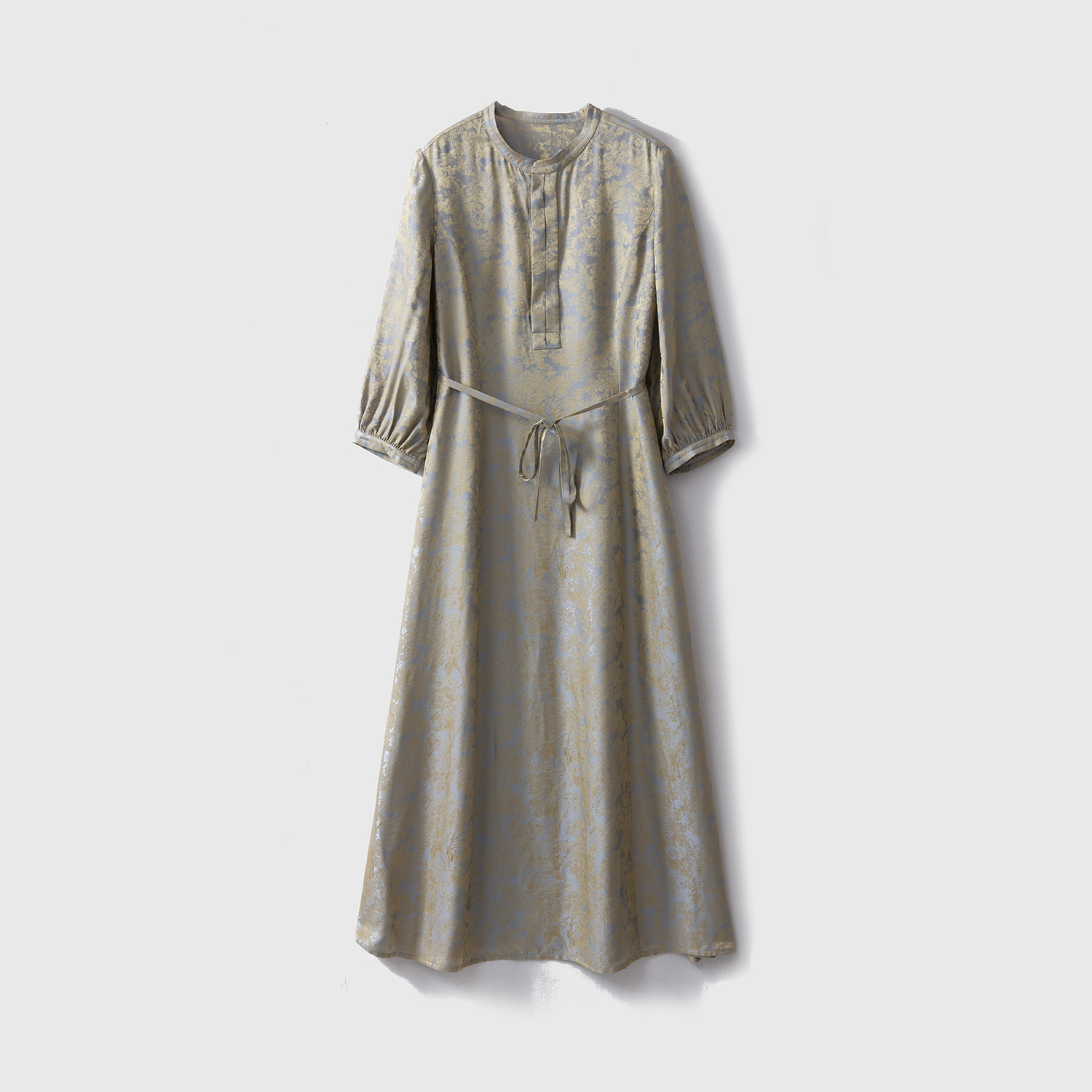 Light Luxury Style Silk Satin Round Neck Shirt Dress for Women, Long Sleeve Waist-Cinching Dress Made of Mulberry Silk for Spring - Image 7