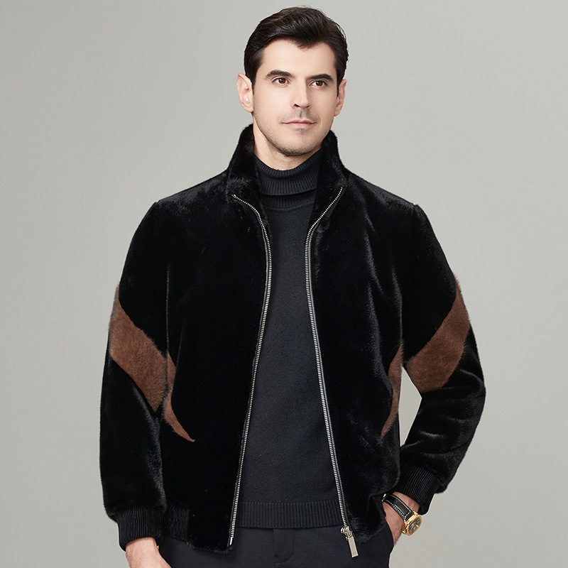 Winter Golden Mink Velvet Jacket Men's Thickeneded Fur Warm Youth Lapel Handsome Fur One-Piece Velvet Men's Jacket - Image 2