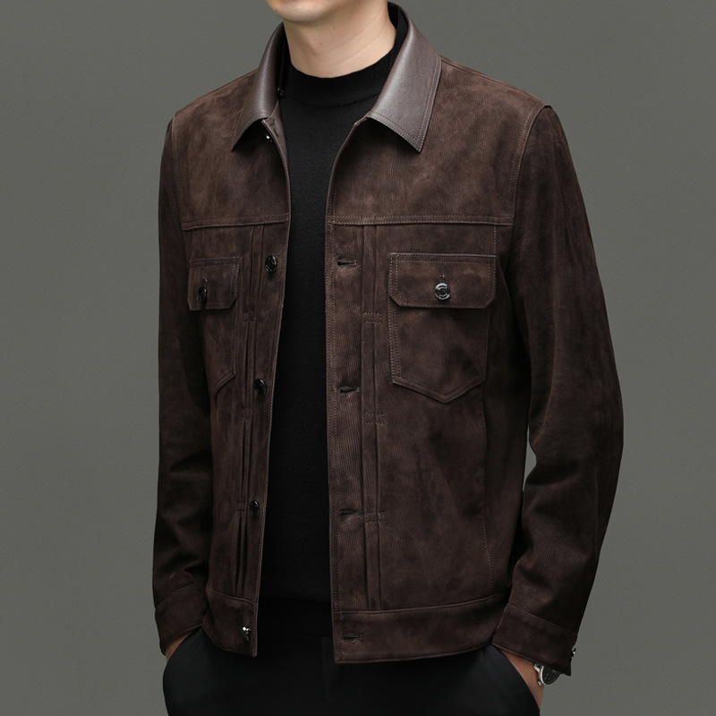 Men's Autumn and Winter New Sheep Suede Jacket Jacket Youth Casual Fashion Handsome Leather Top Men's Leather Jacket Men - Image 4