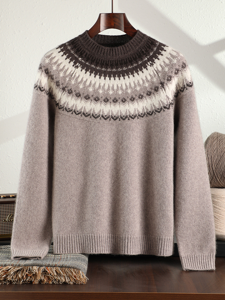 100 Pure Mountain Cashmere Sweater Men's Turtleneck Thick Autumn and Winter Sweater Light Luxury Simple Solid Color All-match Slim-fit Pullover - Image 4