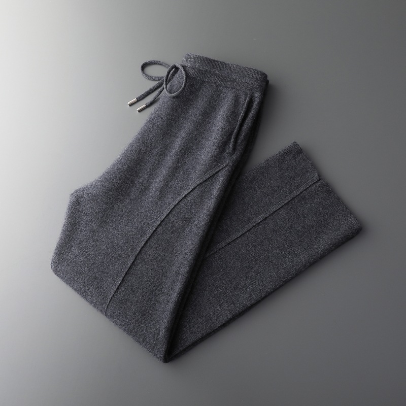 New Thickened Cashmere Pants for Men, Casual Loose High-Waisted Straight-Leg Versatile Drapey Knit Casual Pants - Image 7