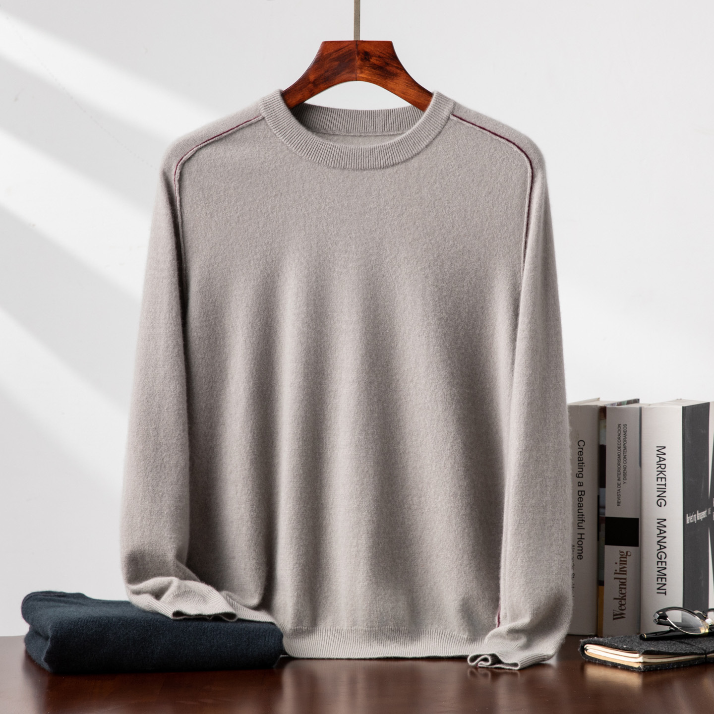 100% Pure Cashmere Men's 2025 New Round Neck Warm Knitwear Autumn and Winter Warm Base Layer Men's Clothing - Image 6