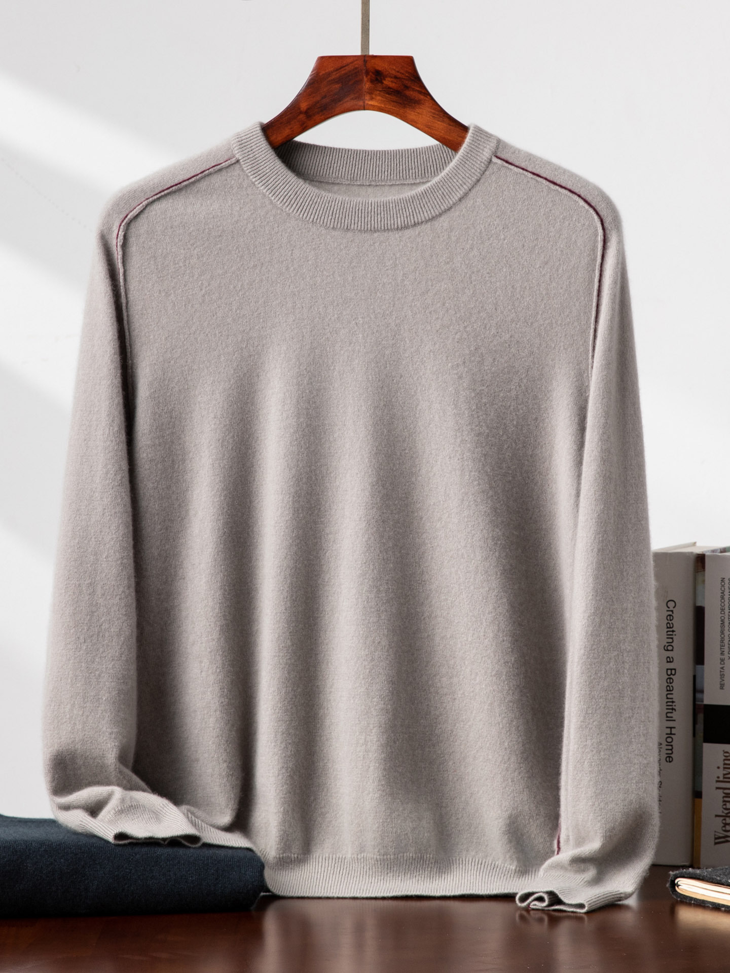 100% Pure Cashmere Men's 2025 New Round Neck Warm Knitwear Autumn and Winter Warm Base Layer Men's Clothing