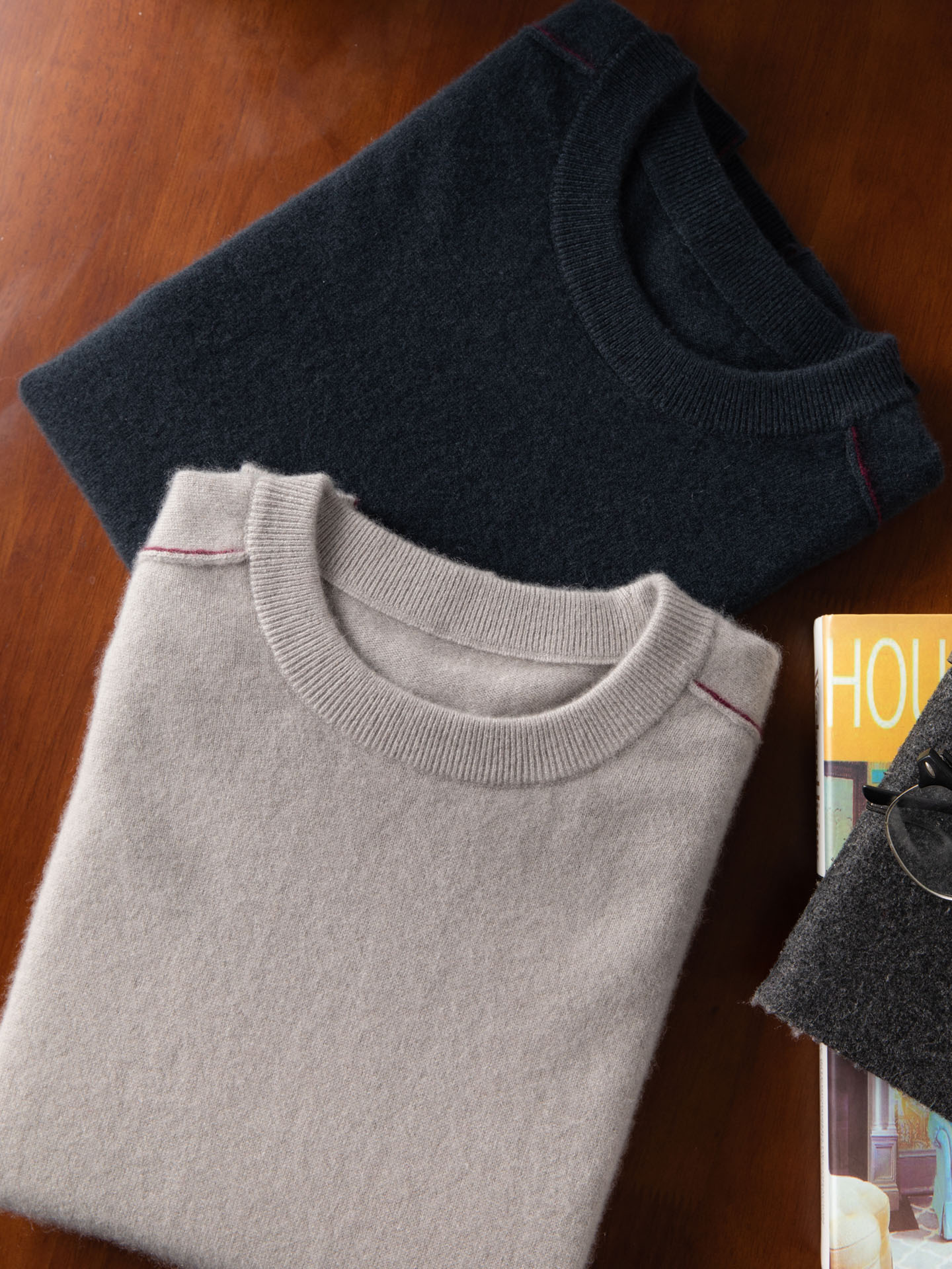 100% Pure Cashmere Men's 2025 New Round Neck Warm Knitwear Autumn and Winter Warm Base Layer Men's Clothing - Image 3