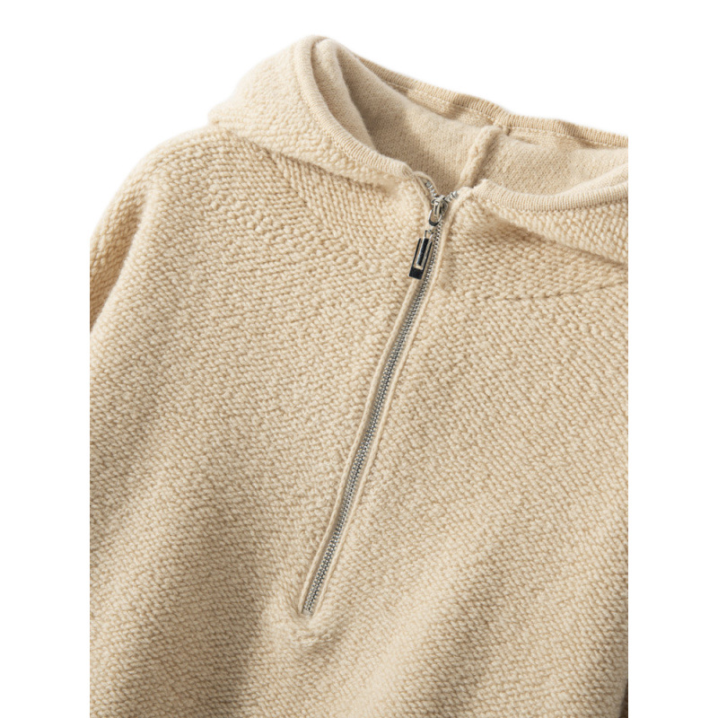 Autumn and Winter New Hooded Half Zip Top Mountain Cashmere Sweater Women's Knitted Base Shirt Long Sleeve Loose Thick Sweater - Image 5