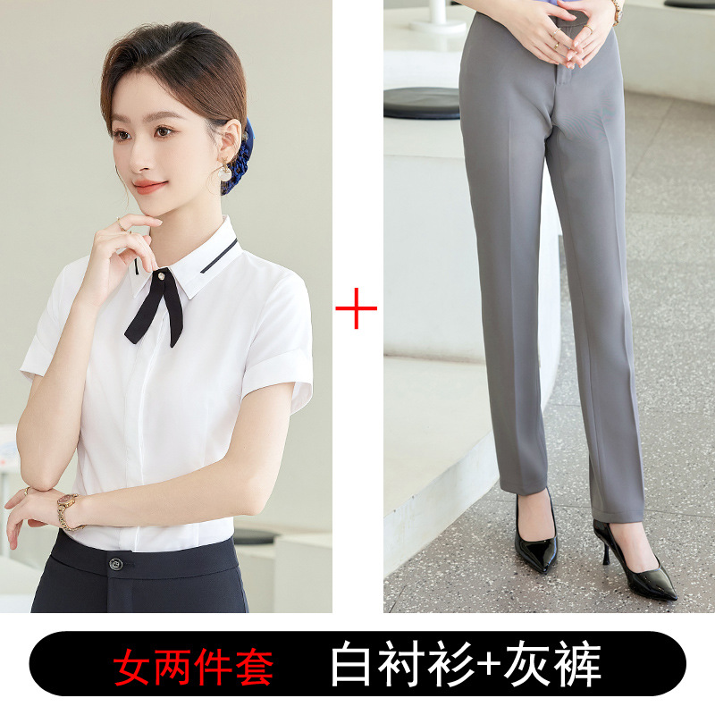Men's and Women's Professional Shirts Hotel Front Desk Attendant Work Clothes Temperament ktv Catering Salesperson Work Clothes Summer - Image 13