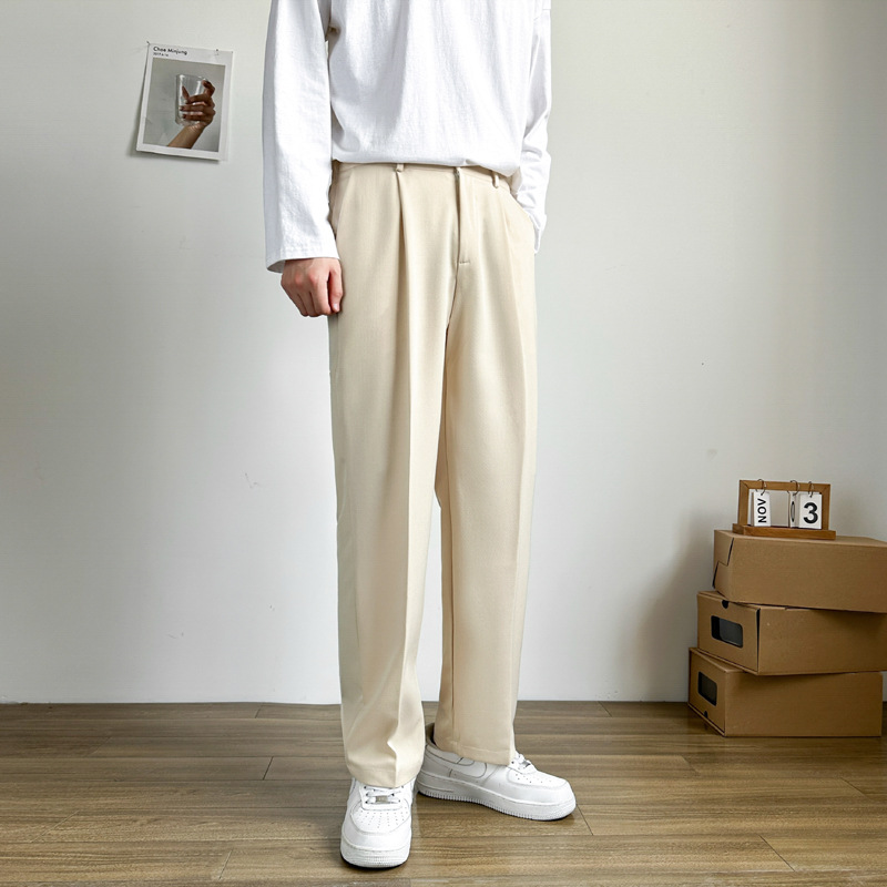 Autumn and Winter Wide Leg Small Western Pants Men's Trendy Brand Suit Pants Hanging High-end Sense Dress Nine-point Casual Fleece Pants - Image 8
