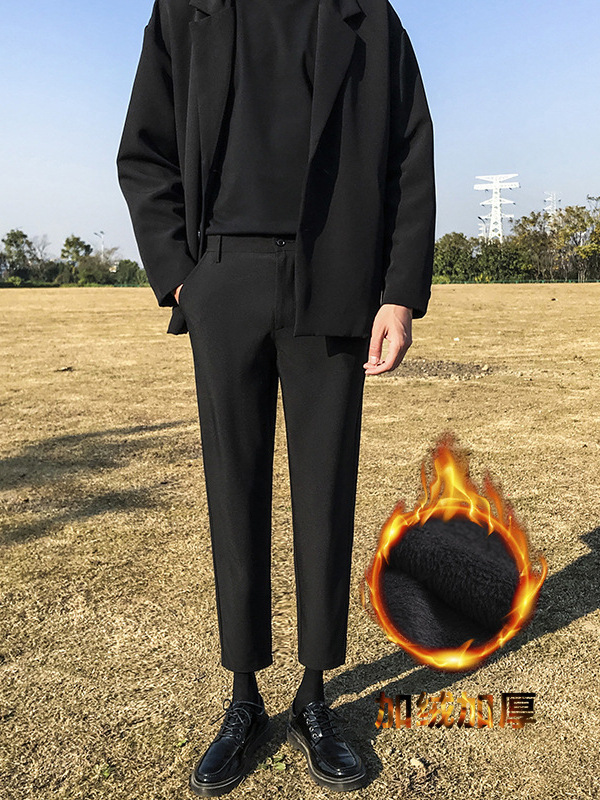 Casual Trousers Men's Small Western Trousers Autumn and Winter Business Slim-fit High-end Youth Trendy Pants Small Straight Suit Pants