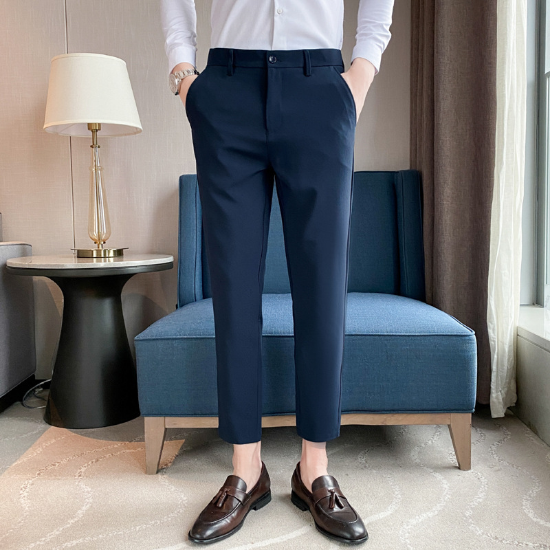 Korean Style Small Suit Pants Men's Summer Thin Pants Straight Business Casual Pants Cropped Black Men's Suit Pants - Image 8