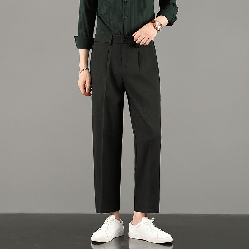 2025 Autumn Loose Casual Business Elastic Luxury Draped Men's Trousers Nine-Point Pants - Image 2
