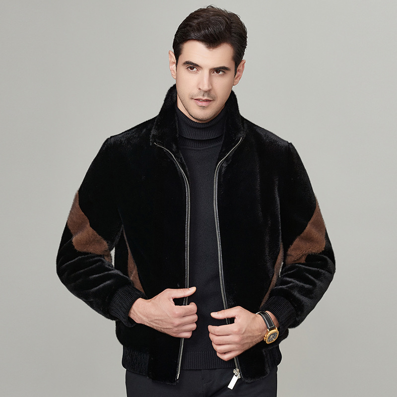 Winter Golden Mink Velvet Jacket Men's Thickeneded Fur Warm Youth Lapel Handsome Fur One-Piece Velvet Men's Jacket - Image 3