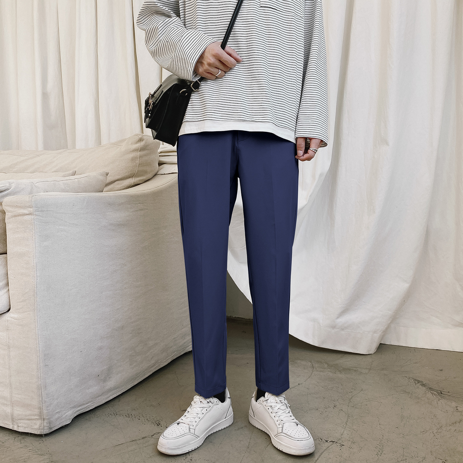 Summer Cool Casual Cropped Pants Drape Wrinkle-Free Slim Fit Professional Men's Pants Business Suit Trousers Versatile Formal Pants - Image 8
